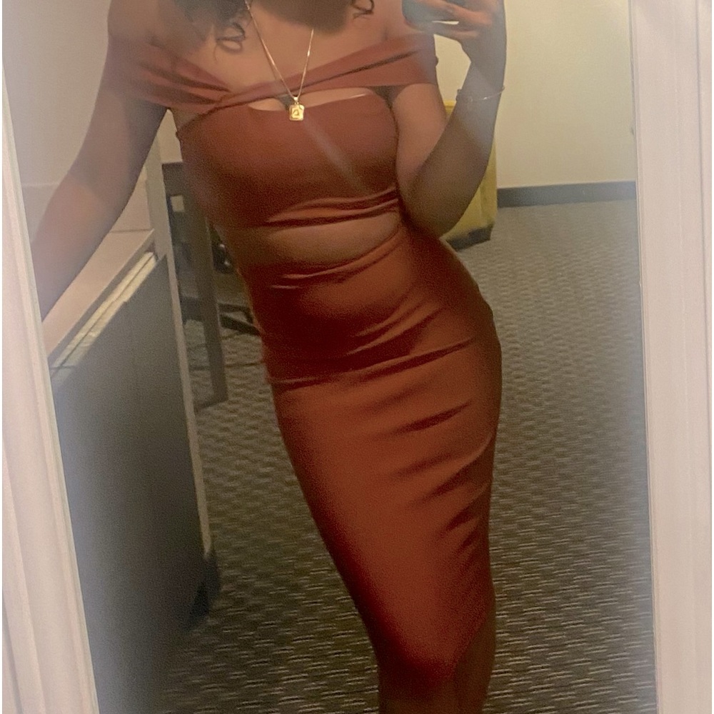 FASHION NOVA BANDAGE BROWN DRESS